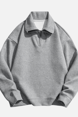 Style Core Aesthetics, New Style Trends Solid Half-Zip Stand Collar Sweatshirt
