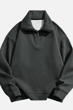 Style Core Aesthetics, New Style Trends Solid Half-Zip Stand Collar Sweatshirt