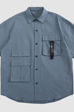 Style Core Aesthetics, New Style Trends Solid Multi-Pocket Shirts