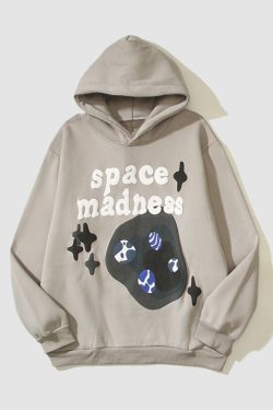 Style Core Aesthetics, New Style Trends Space Odyssey Foamy Letter Hoodie