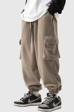 Style Core Aesthetics, New Style Trends Spacious Pocket Loose Fit Fleece Utility Pants