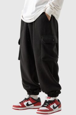 Style Core Aesthetics, New Style Trends Spacious Pocket Loose Fit Fleece Utility Pants