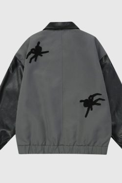 Style Core Aesthetics, New Style Trends Spider Embroidered Hip-Hop Leather Jacket
