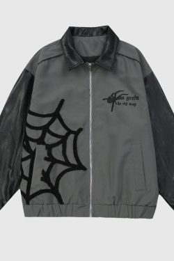 Style Core Aesthetics, New Style Trends Spider Embroidered Hip-Hop Leather Jacket
