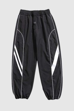 Style Core Aesthetics, New Style Trends Splicing Elastic Casual Pants