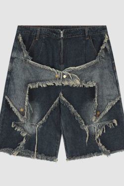 Style Core Aesthetics, New Style Trends Star Patch Embroidered Shorts