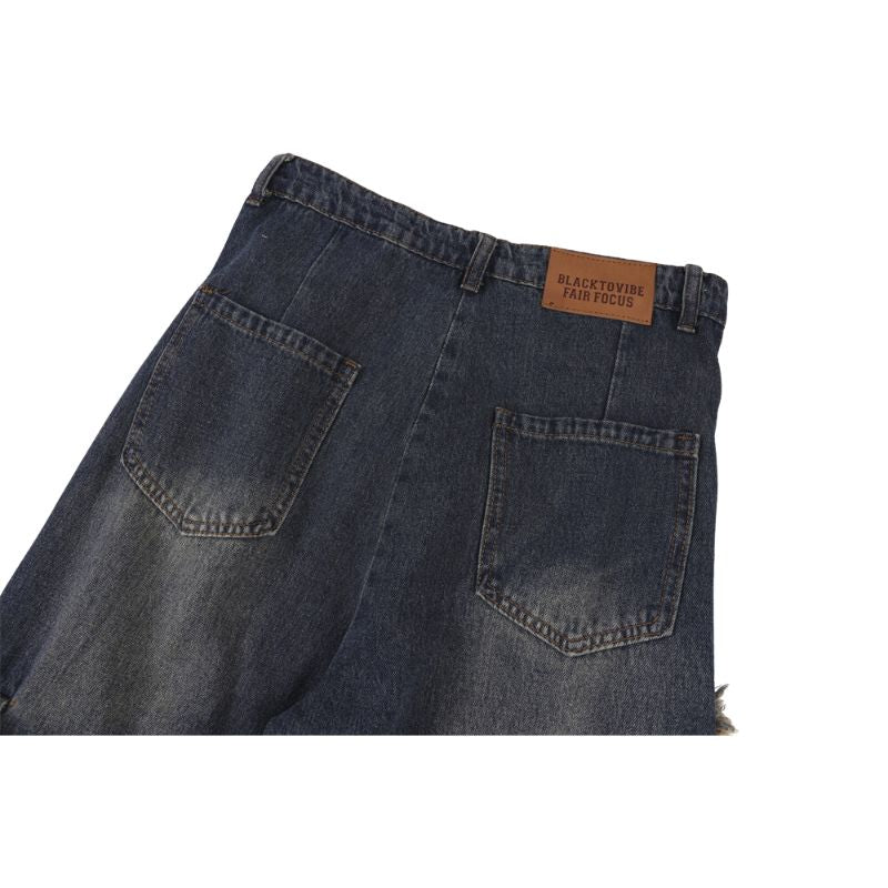 Style Core Aesthetics, New Style Trends Star Pattern Frayed Patchwork Jeans Style Core Aesthetics, New Style Trends Star Pattern Frayed Patchwork Jeans