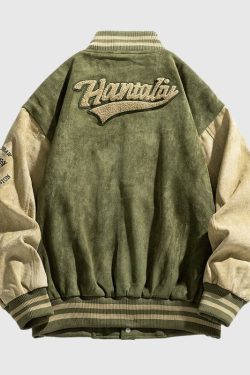 Style Core Aesthetics, New Style Trends Street-Style Embroidered  Suede Baseball Jacket