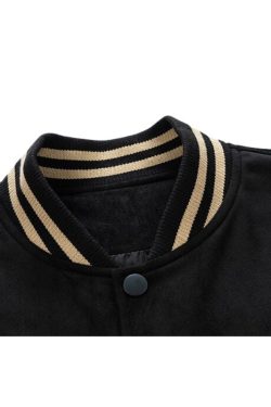 Style Core Aesthetics, New Style Trends Street-Style Embroidered Suede Baseball Jacket