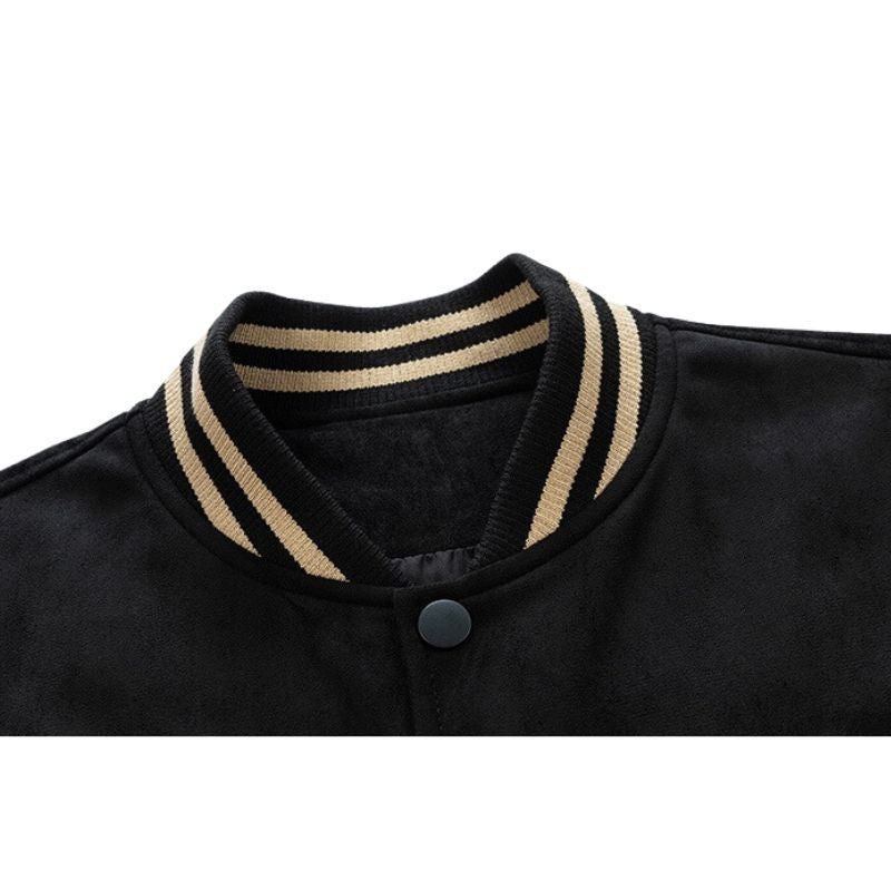 Style Core Aesthetics, New Style Trends Street-Style Embroidered Suede Baseball Jacket Style Core Aesthetics, New Style Trends Street-Style Embroidered Suede Baseball Jacket