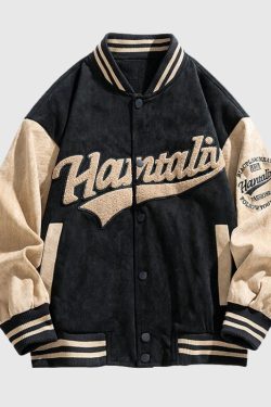 Style Core Aesthetics, New Style Trends Street-Style Embroidered Suede Baseball Jacket