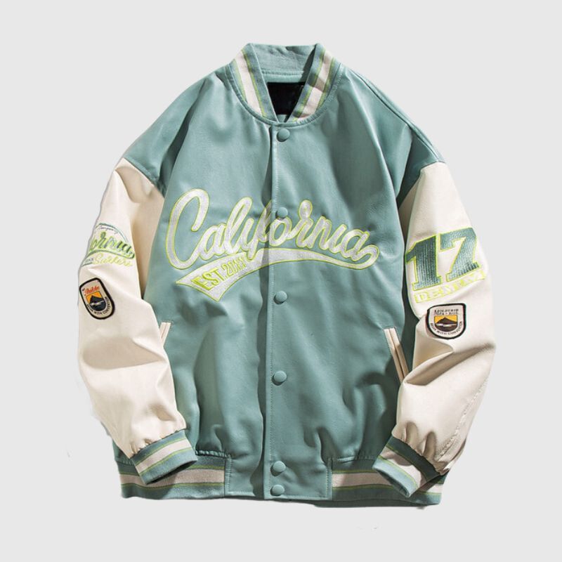 Style Core Aesthetics, New Style Trends Streetwear Embroidered PU Leather Baseball Jacket Style Core Aesthetics, New Style Trends Streetwear Embroidered PU Leather Baseball Jacket