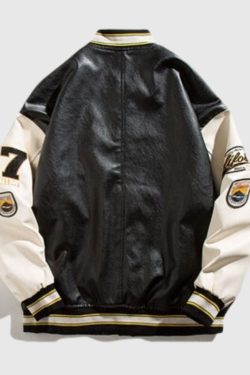 Style Core Aesthetics, New Style Trends Streetwear Embroidered PU Leather Baseball Jacket