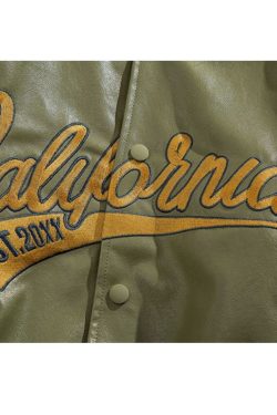 Style Core Aesthetics, New Style Trends Streetwear Embroidered PU Leather Baseball Jacket