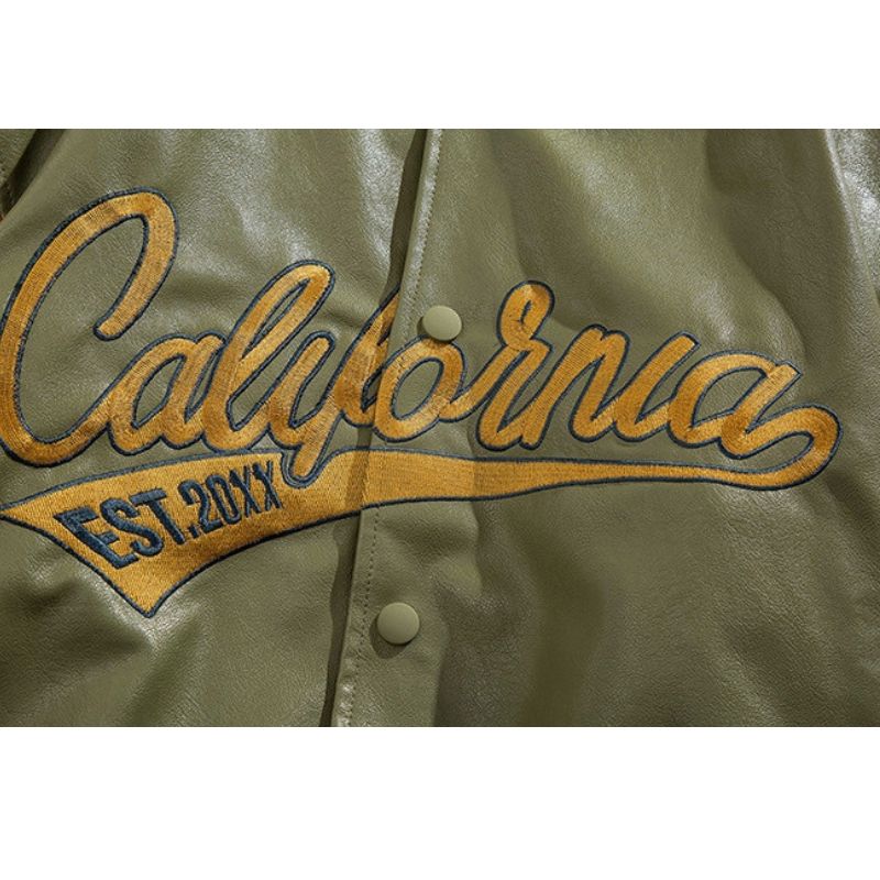 Style Core Aesthetics, New Style Trends Streetwear Embroidered PU Leather Baseball Jacket Style Core Aesthetics, New Style Trends Streetwear Embroidered PU Leather Baseball Jacket