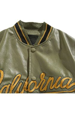 Style Core Aesthetics, New Style Trends Streetwear Embroidered PU Leather Baseball Jacket