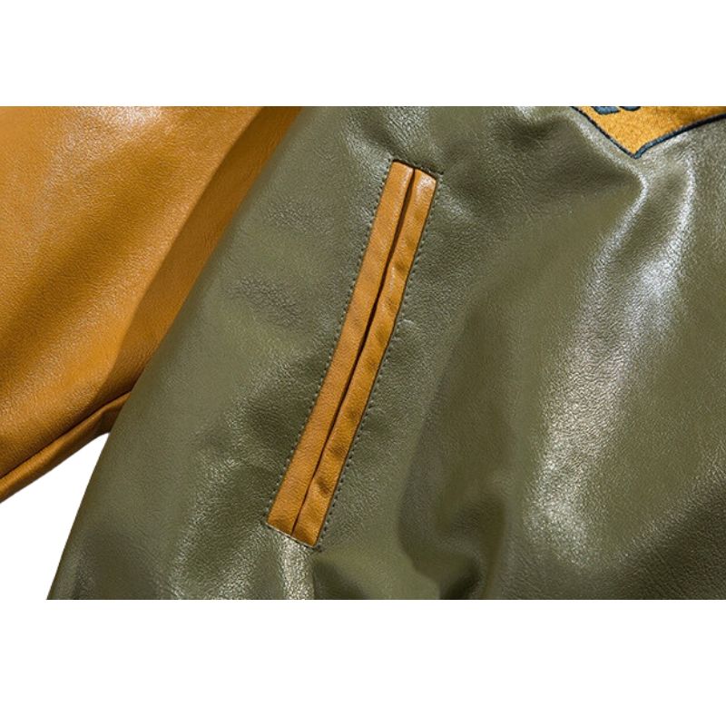 Style Core Aesthetics, New Style Trends Streetwear Embroidered PU Leather Baseball Jacket Style Core Aesthetics, New Style Trends Streetwear Embroidered PU Leather Baseball Jacket