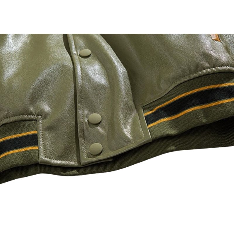 Style Core Aesthetics, New Style Trends Streetwear Embroidered PU Leather Baseball Jacket Style Core Aesthetics, New Style Trends Streetwear Embroidered PU Leather Baseball Jacket