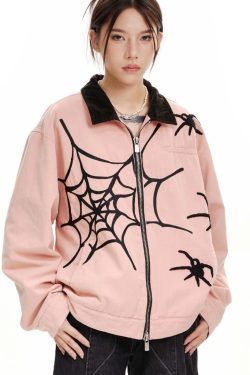 Style Core Aesthetics, New Style Trends Streetwear Spider Embroidered Jacket