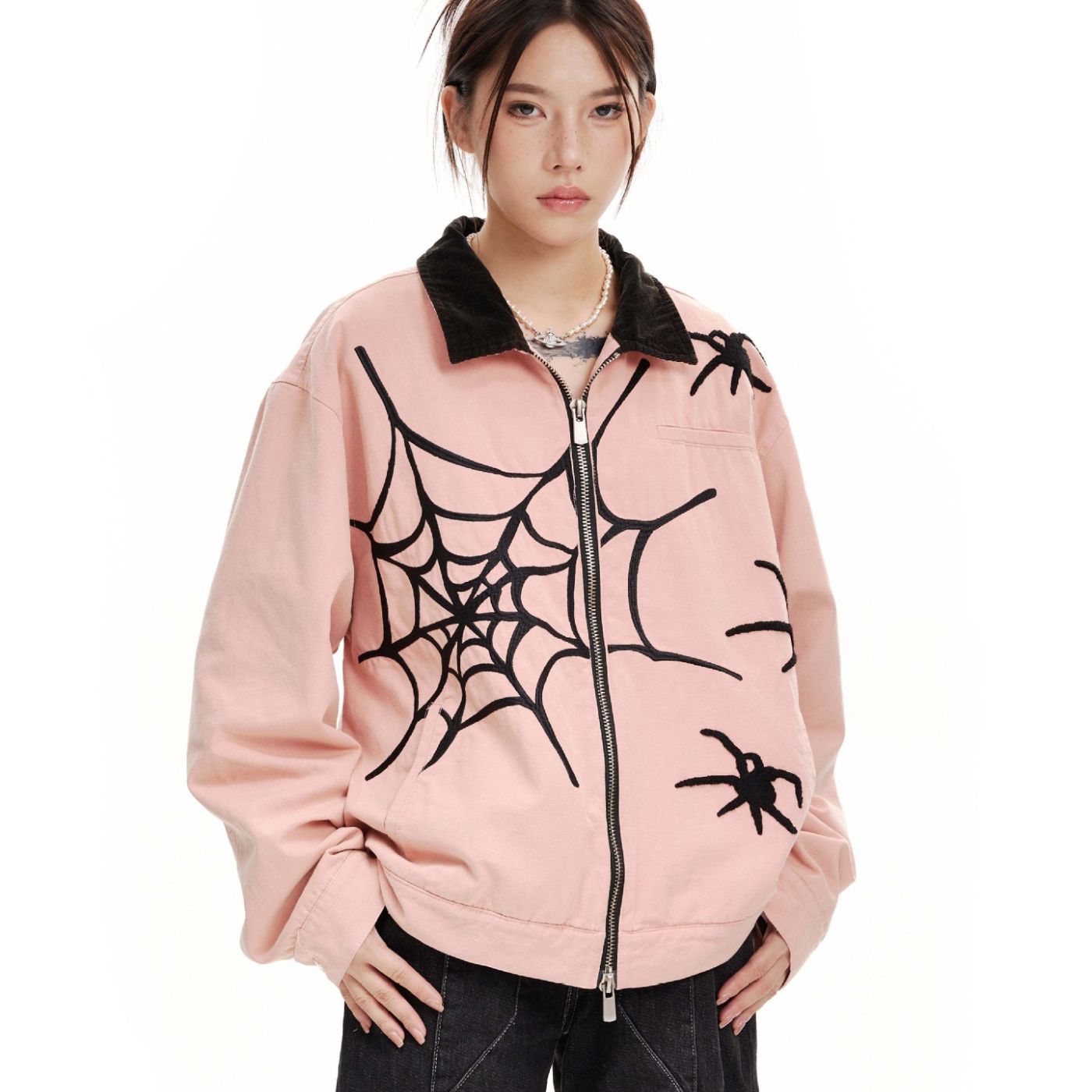 Style Core Aesthetics, New Style Trends Streetwear Spider Embroidered Jacket Style Core Aesthetics, New Style Trends Streetwear Spider Embroidered Jacket