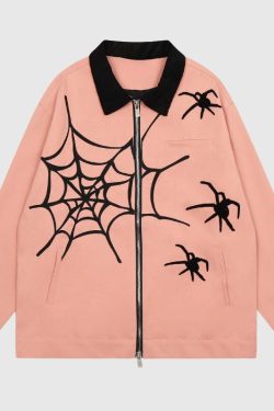 Style Core Aesthetics, New Style Trends Streetwear Spider Embroidered Jacket