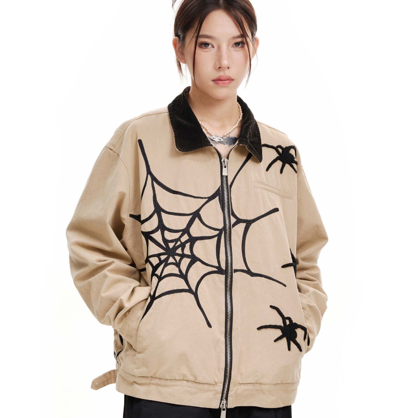 Style Core Aesthetics, New Style Trends Streetwear Spider Embroidered Jacket Style Core Aesthetics, New Style Trends Streetwear Spider Embroidered Jacket