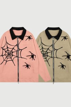 Style Core Aesthetics, New Style Trends Streetwear Spider Embroidered Jacket