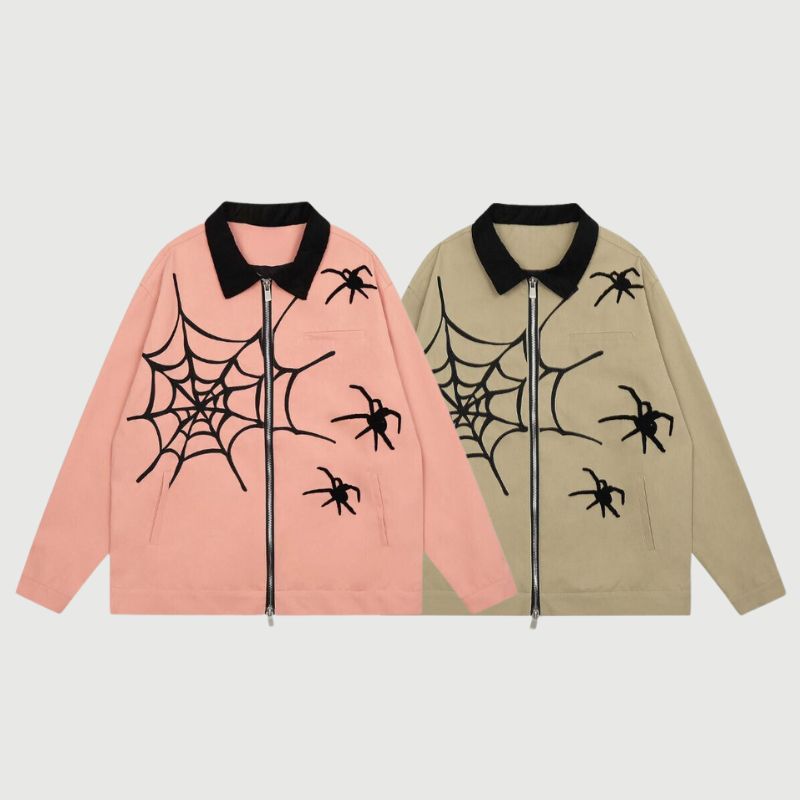Style Core Aesthetics, New Style Trends Streetwear Spider Embroidered Jacket Style Core Aesthetics, New Style Trends Streetwear Spider Embroidered Jacket