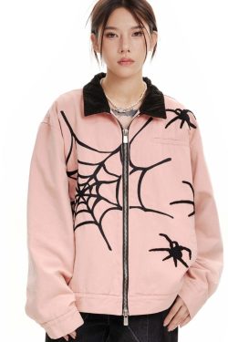 Style Core Aesthetics, New Style Trends Streetwear Spider Embroidered Jacket