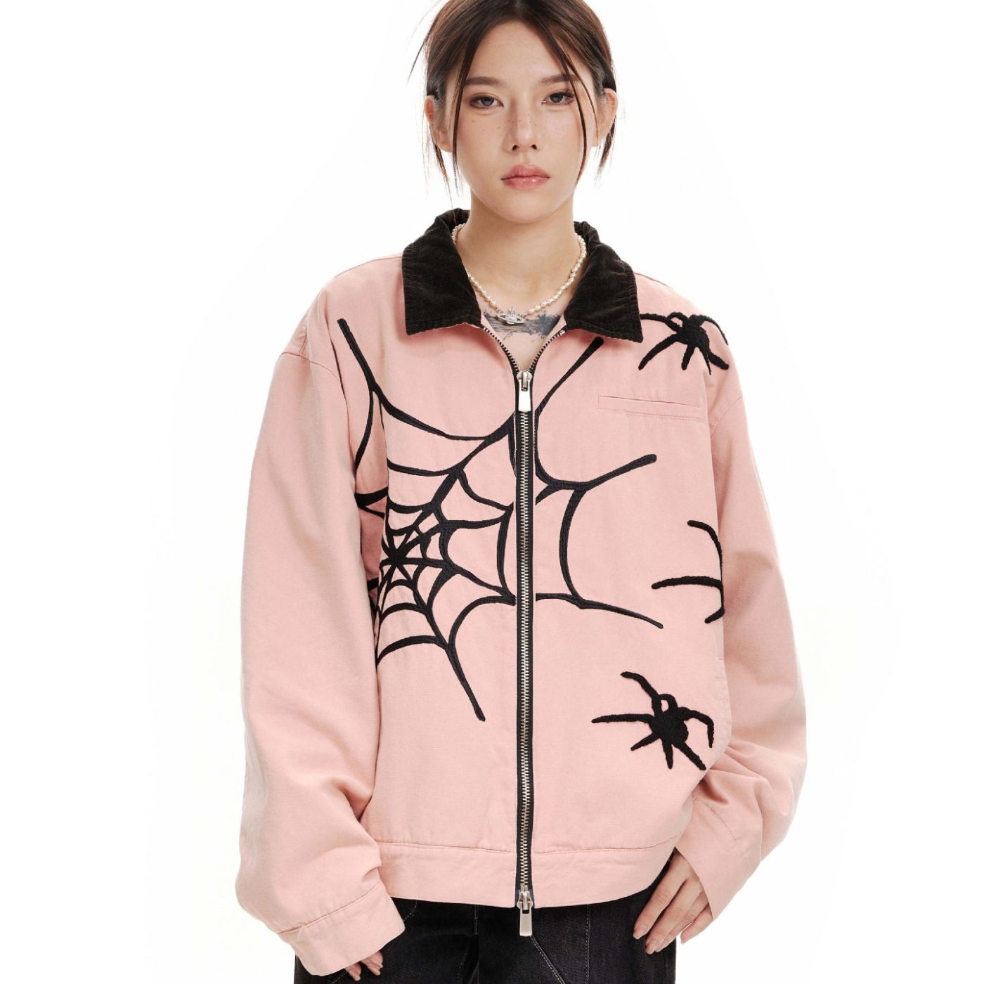 Style Core Aesthetics, New Style Trends Streetwear Spider Embroidered Jacket Style Core Aesthetics, New Style Trends Streetwear Spider Embroidered Jacket