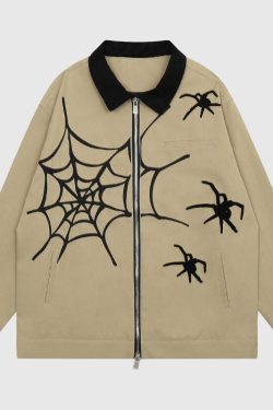 Style Core Aesthetics, New Style Trends Streetwear Spider Embroidered Jacket