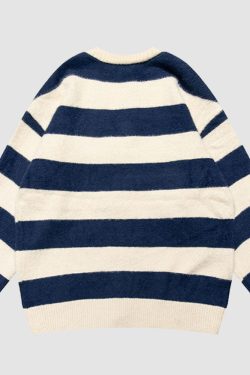 Style Core Aesthetics, New Style Trends Striped Buckle Closure Cardigan Sweater