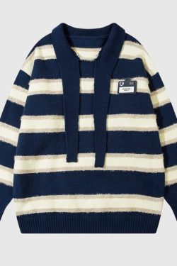 Style Core Aesthetics, New Style Trends Striped Collar College-Style Sweater