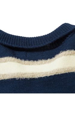 Style Core Aesthetics, New Style Trends Striped Collar College-Style Sweater