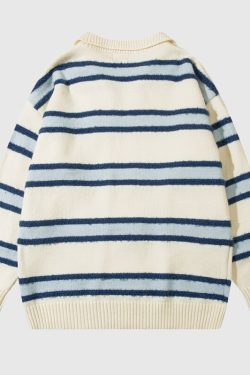 Style Core Aesthetics, New Style Trends Striped Collar College-Style Sweater