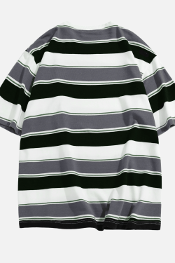 Style Core Aesthetics, New Style Trends Striped Colorblock Cotton T-Shirt