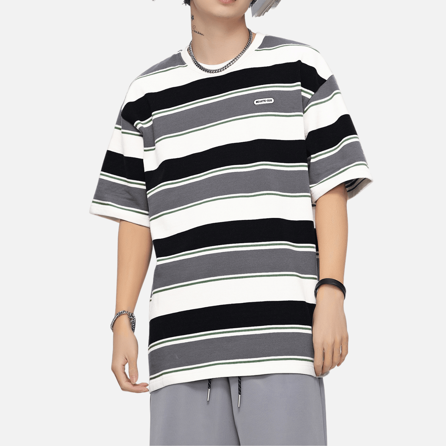 Style Core Aesthetics, New Style Trends Striped Colorblock Cotton T-Shirt Style Core Aesthetics, New Style Trends Striped Colorblock Cotton T-Shirt