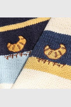 Style Core Aesthetics, New Style Trends Striped Embroidered Knit Sweater