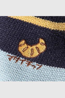 Style Core Aesthetics, New Style Trends Striped Embroidered Knit Sweater