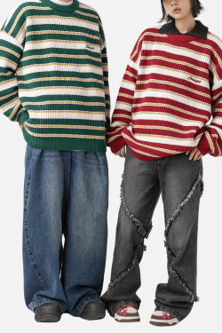 Style Core Aesthetics, New Style Trends Striped Heavy Knit Sweater