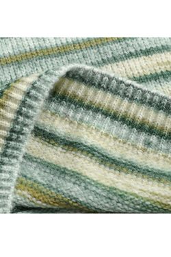 Style Core Aesthetics, New Style Trends Striped Lace Up Collared Sweater