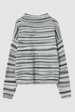 Style Core Aesthetics, New Style Trends Striped Lace Up Collared Sweater