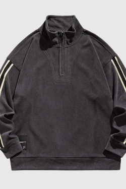 Style Core Aesthetics, New Style Trends Striped Sleeve Half-Zip Pullover