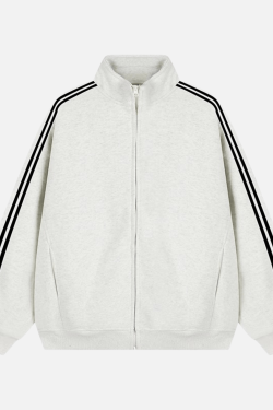 Style Core Aesthetics, New Style Trends Striped Stand Collar Jacket