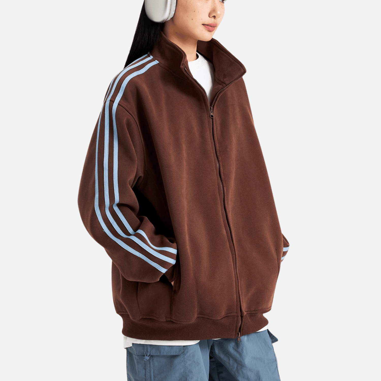 Style Core Aesthetics, New Style Trends Striped Stand Collar Jacket Style Core Aesthetics, New Style Trends Striped Stand Collar Jacket