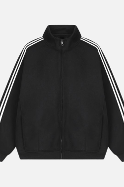 Style Core Aesthetics, New Style Trends Striped Stand Collar Jacket