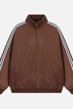 Style Core Aesthetics, New Style Trends Striped Stand Collar Jacket