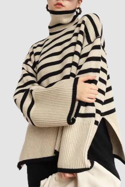 Style Core Aesthetics, New Style Trends Striped Turtleneck Sweater