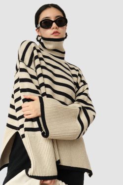Style Core Aesthetics, New Style Trends Striped Turtleneck Sweater