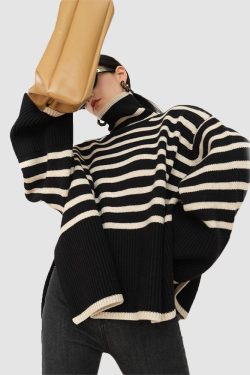 Style Core Aesthetics, New Style Trends Striped Turtleneck Sweater
